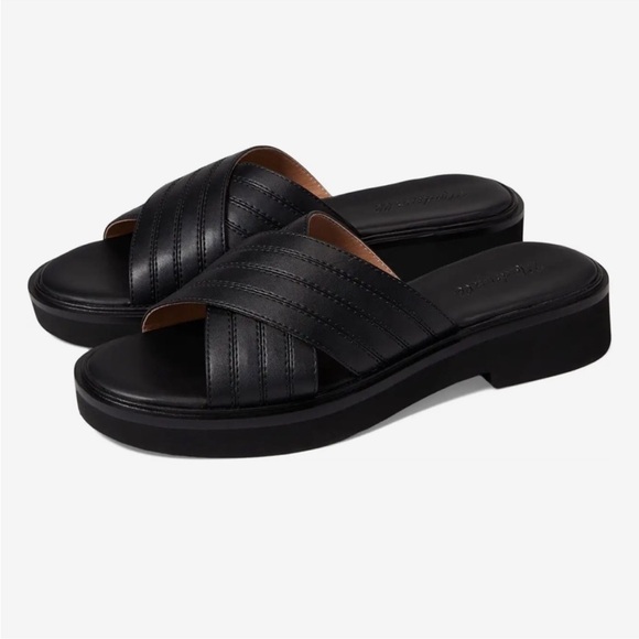 Madewell Pieced Crisscross Leather Slides - Picture 1 of 12